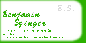 benjamin szinger business card
