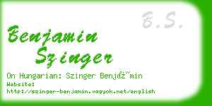 benjamin szinger business card